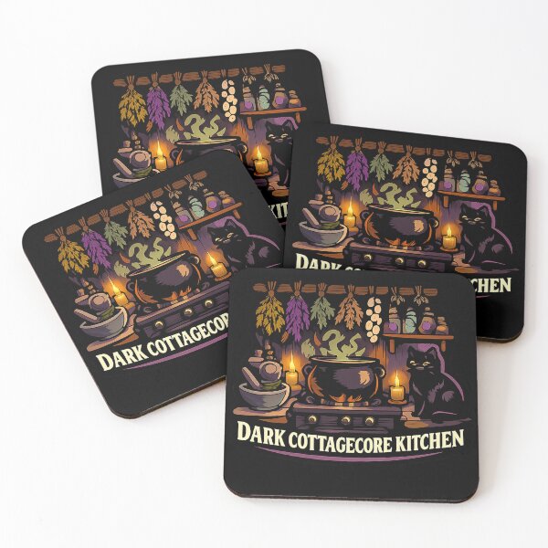 Item preview, Dark Cottagecore Kitchen Witchy Herbs Cauldron Cat designed and sold by VaultInk.