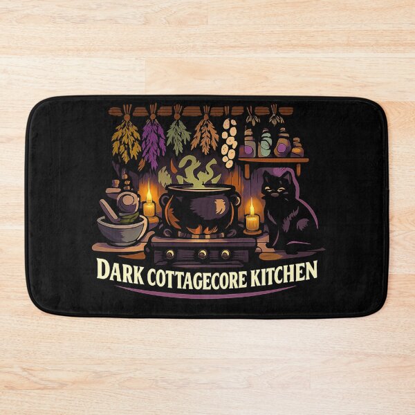 Item preview, Dark Cottagecore Kitchen Witchy Herbs Cauldron Cat designed and sold by VaultInk.