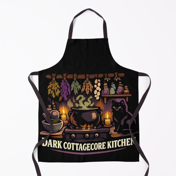 Item preview, Dark Cottagecore Kitchen Witchy Herbs Cauldron Cat designed and sold by VaultInk.