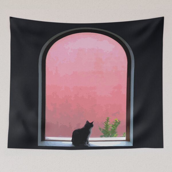 Item preview, Black Cat Sitting at Arched Window designed and sold by Arturo Daniel Garcia Palomo.