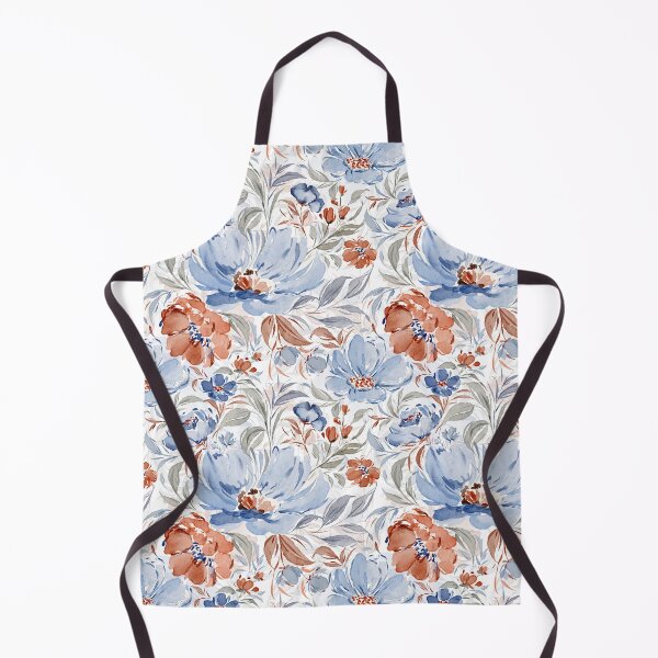 Item preview, Dusty Blue and Terracotta Watercolor Floral - Rustic Floral Garden designed and sold by NancyDzines.