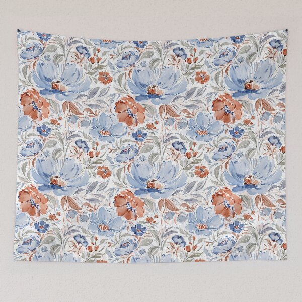 Item preview, Dusty Blue and Terracotta Watercolor Floral - Rustic Floral Garden designed and sold by NancyDzines.
