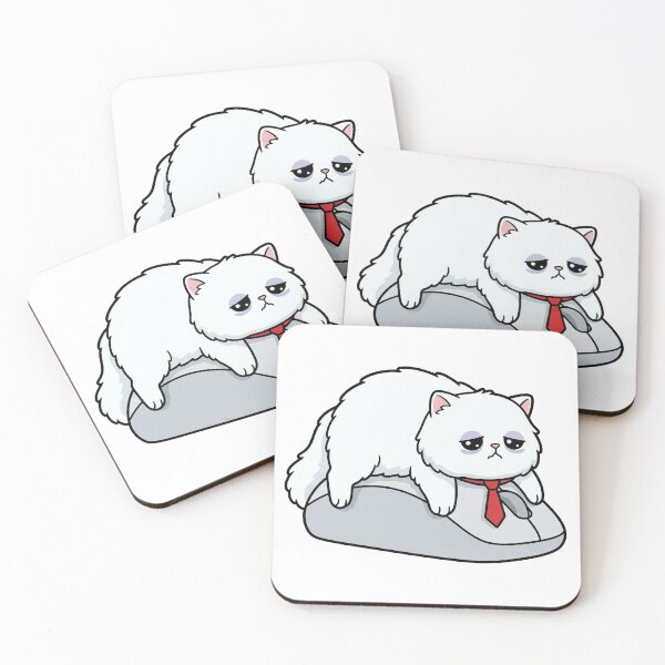 Item preview, Kawaii Persian Cat - Overworked Corporate Exhausted Funny Office Worker Sticker designed and sold by Inna Myrien.