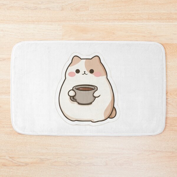 Item preview, Cute Cat Drinking Coffee Kawaii Sticker designed and sold by Dreampalette1.