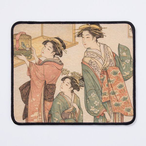 Item preview, Ukiyo-e Art Nouveau Geisha Birdcage Scene for Vintage Art Lovers designed and sold by RickE.