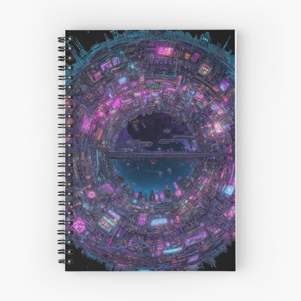 Aperçu de l'œuvre Ring City Orbit – Neon Dystopia Megastructure créée et vendue par TechDreamscapes.