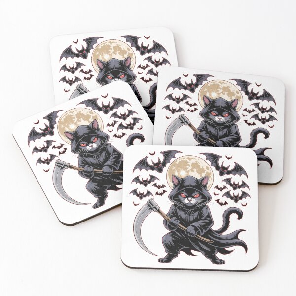 Item preview, Spooky Black Cat With Scythe designed and sold by QuiteOrbit.