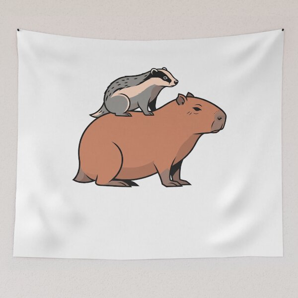 Item preview, Cute Badger Riding Capybara Wildlife Cartoon designed and sold by k3rstman1.