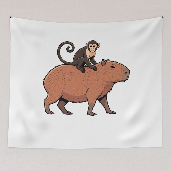 Item preview, Capuchin Monkey Riding Capybara Wild Animal Friends designed and sold by k3rstman1.