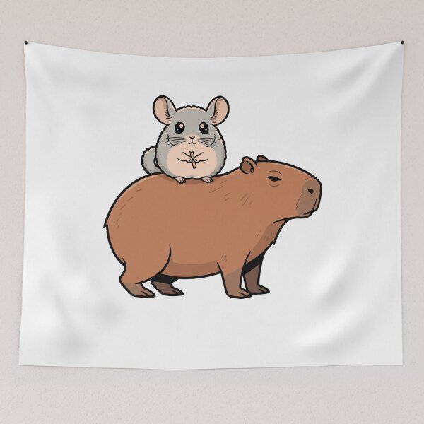 Item preview, Cute Chinchilla Riding A Capybara Cartoon designed and sold by k3rstman1.