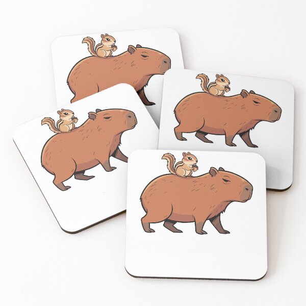 Item preview, Relaxed Capybara with Chipmunk Holding Acorn designed and sold by k3rstman1.