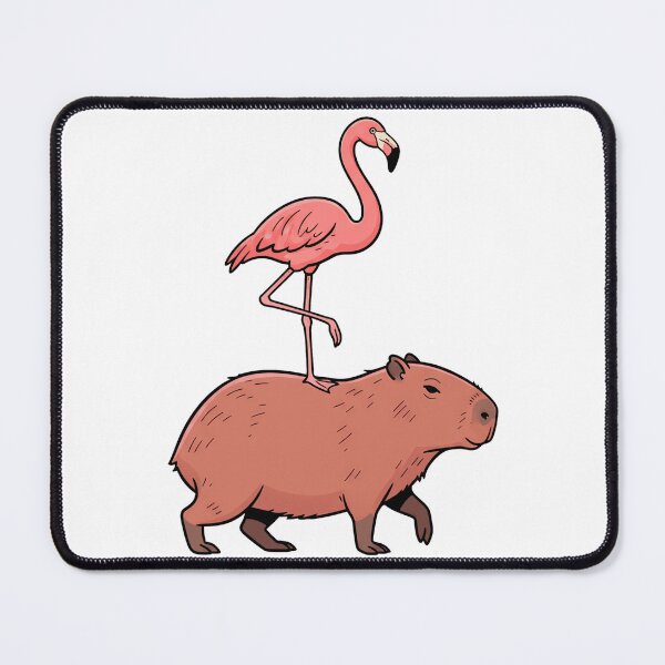 Item preview, Pink Flamingo Riding Capybara Cute Animal Duo designed and sold by k3rstman1.