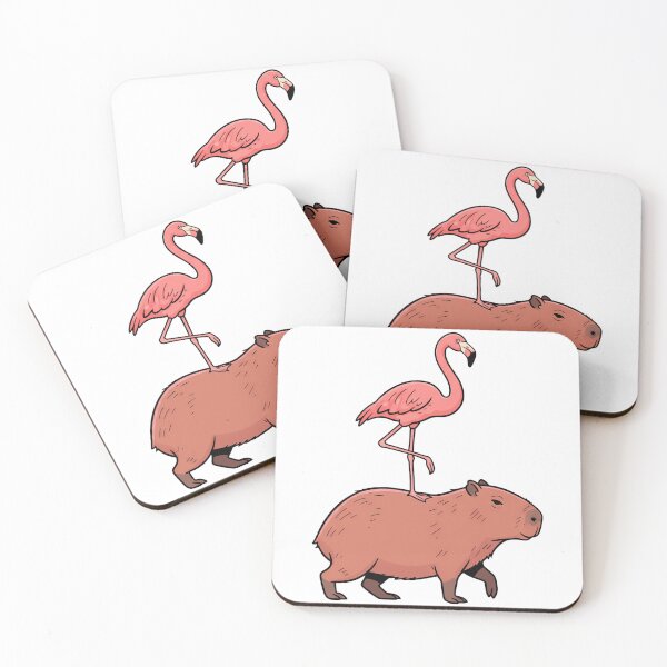 Item preview, Pink Flamingo Riding Capybara Cute Animal Duo designed and sold by k3rstman1.