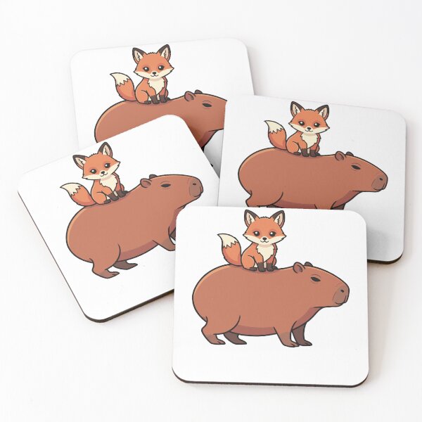 Item preview, Cute Capybara and Fox Kit Cartoon designed and sold by k3rstman1.