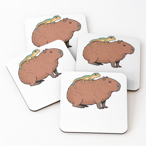 Item preview, Cute Capybara and Gecko Animal Friendship Illustration designed and sold by k3rstman1.