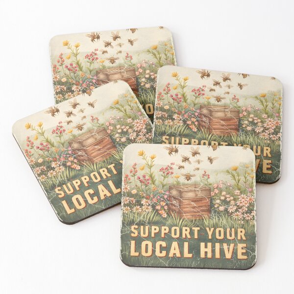 Item preview, Support Your Local Hive – Vintage Beekeeping Poster designed and sold by Boddicca.