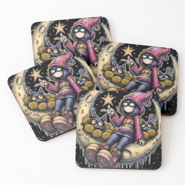 Item preview, Midnight Witch Moon Cats Trippy Art designed and sold by DonaldWaltersxx.