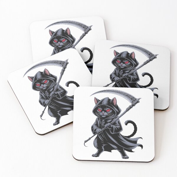 Item preview, Spooky Halloween Black Cat Reaper designed and sold by QuiteOrbit.