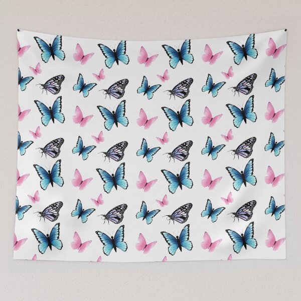 Item preview, Pastel Butterfly Pattern Pink Blue Butterflies Soft Feminine Aesthetic Design designed and sold by TeesOnRosebud.