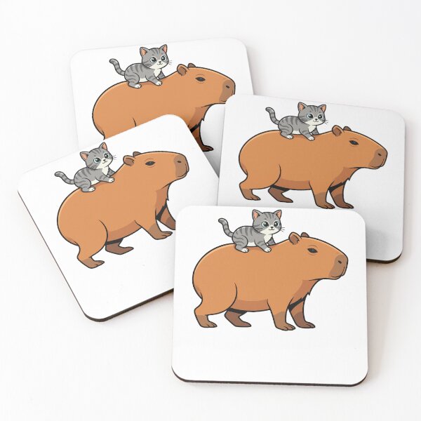 Item preview, Cute Capybara and Grey Tabby Kitten Friendship designed and sold by k3rstman1.