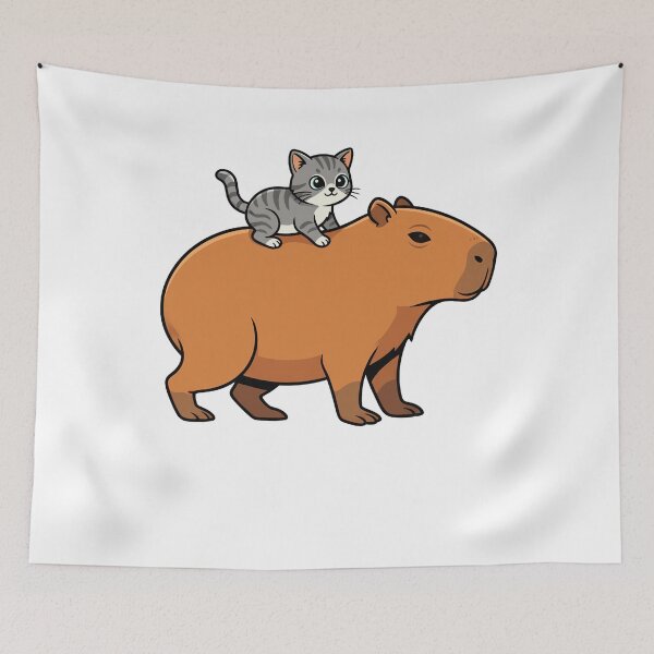 Item preview, Cute Capybara and Grey Tabby Kitten Friendship designed and sold by k3rstman1.