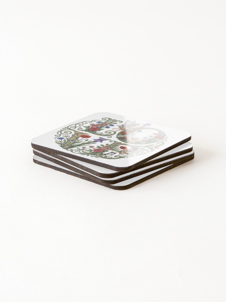 Thumbnail 4 of 5, Coasters (Set of 4), Calligraphy and flowers designed and sold by Runglavan.