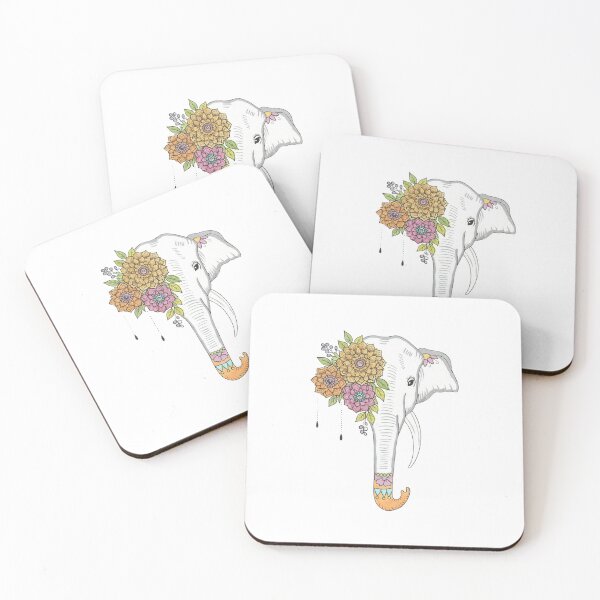 Item preview, “Floral Elephant Head – Soft Pastel Boho Design” designed and sold by ArveeStudio.