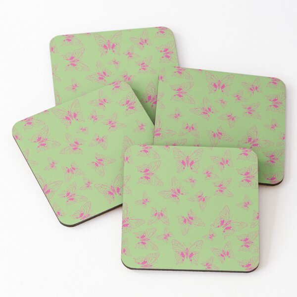 Item preview, Pink Butterfly Pattern On Green Bold Graphic Butterfly Design Trendy Aesthetic Print designed and sold by TeesOnRosebud.