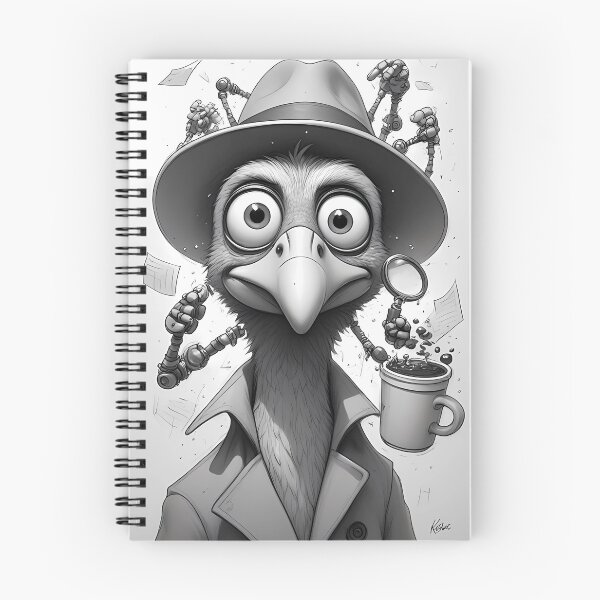 Item preview, Cyborg Emu Detective - Clumsy Agent Chaos designed and sold by NUTMA Design.