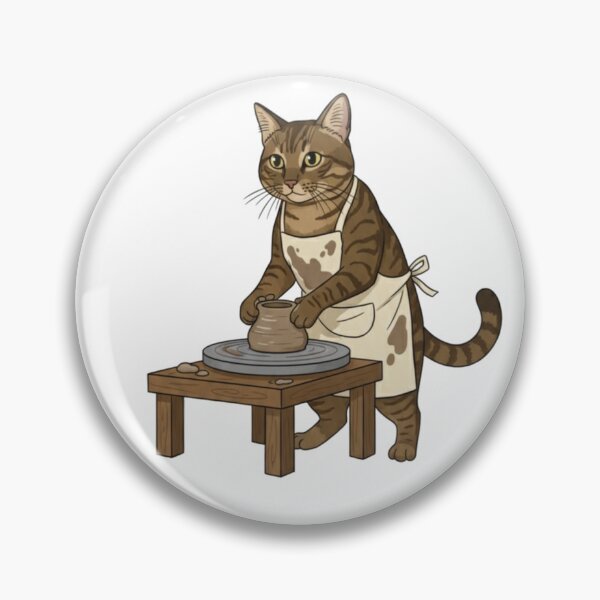 Item preview, Brown Tabby Cat Potter at Pottery Wheel designed and sold by octozap.