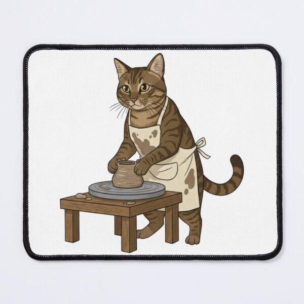 Item preview, Brown Tabby Cat Potter at Pottery Wheel designed and sold by octozap.