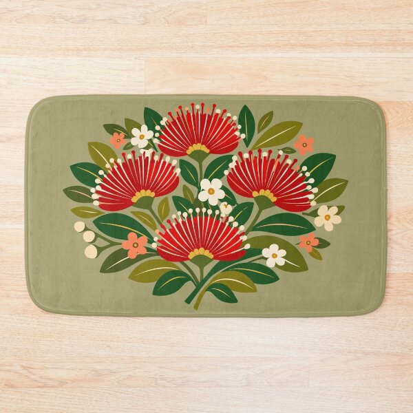 Item preview, Retro Pōhutukawa Floral – Kiwiana Botanical Pattern  designed and sold by MvuuStudio.