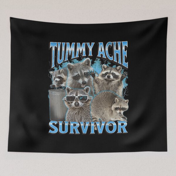 Item preview, Tummy Ache Funny Raccoon Meme Bootleg Graphic 90s designed and sold by PaulTSchafer.
