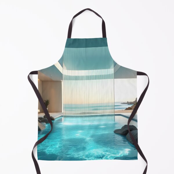 Item preview, Luxury Coastal View Indoor Pool Minimalist Modern Aesthetic Art Print designed and sold by DreamyWallVibes.
