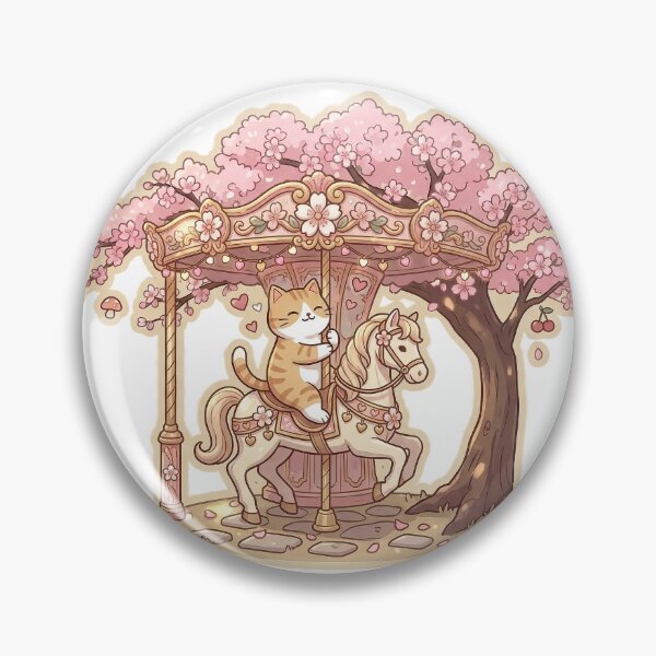Item preview, Happy Ginger Cat Riding Carousel Horse Whimsical Art designed and sold by NoopnyangStudio.