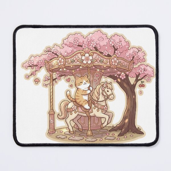 Item preview, Happy Ginger Cat Riding Carousel Horse Whimsical Art designed and sold by NoopnyangStudio.