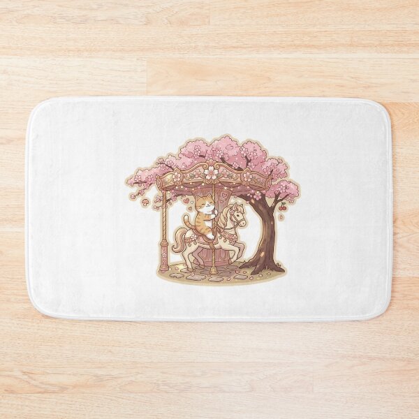 Item preview, Happy Ginger Cat Riding Carousel Horse Whimsical Art designed and sold by NoopnyangStudio.