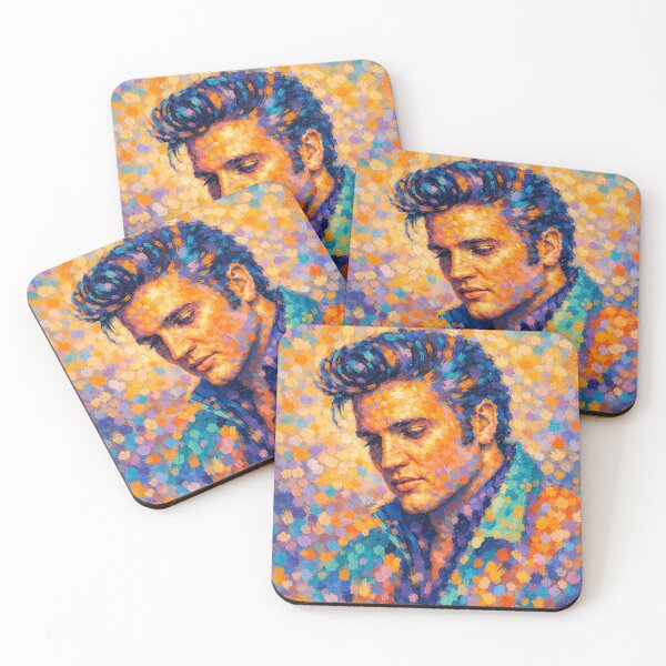 Item preview, Neo-Impressionist abstract painting of Elvis Presley designed and sold by AndreBarnard.
