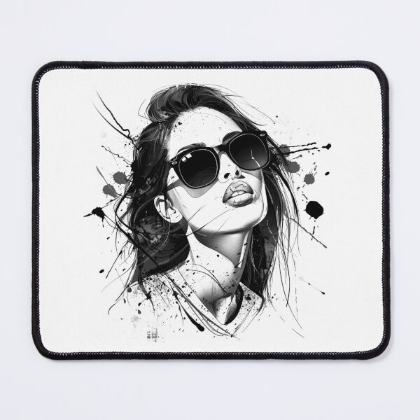 Item preview, Fashion Sunglasses Woman | Chic Black and White Portrait Art designed and sold by inkoutninja.