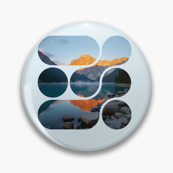 Item preview, Alpine Glow Sunset - Segmented Mountain Lake - Fiery Peaks Reflection - Modern Four Panel Nature Art designed and sold by PriyaMagic.