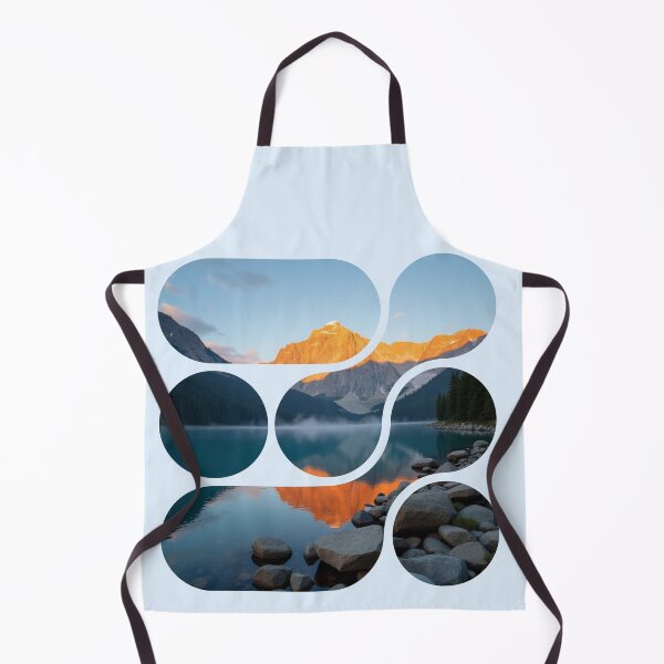 Item preview, Alpine Glow Sunset - Segmented Mountain Lake - Fiery Peaks Reflection - Modern Four Panel Nature Art designed and sold by PriyaMagic.