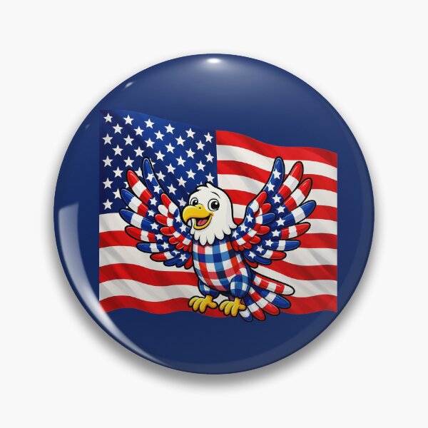 Item preview, Cute Plaid Eagle with American Flag designed and sold by CarolM.