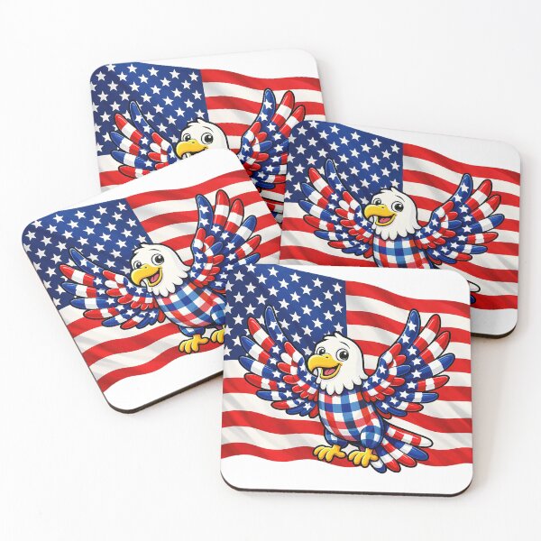 Item preview, Cute Plaid Eagle with American Flag designed and sold by CarolM.