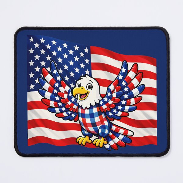 Item preview, Cute Plaid Eagle with American Flag designed and sold by CarolM.