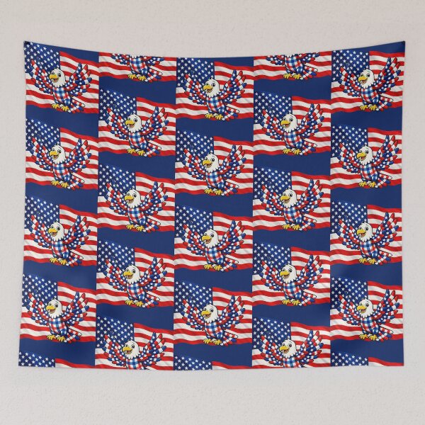 Item preview, Cute Plaid Eagle with American Flag designed and sold by CarolM.