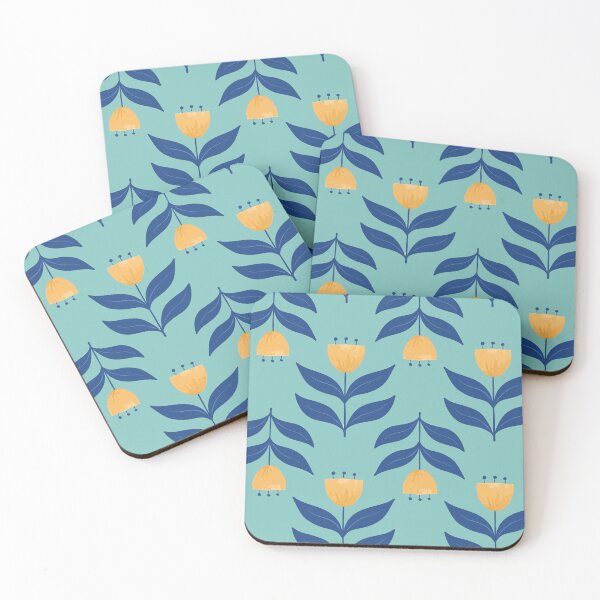 Artikelvorschau, Minimalistisches, ästhetisches Design mit orangefarbenem Tulpenmuster, Pastellblau entworfen und verkauft von SWSandraWechner.