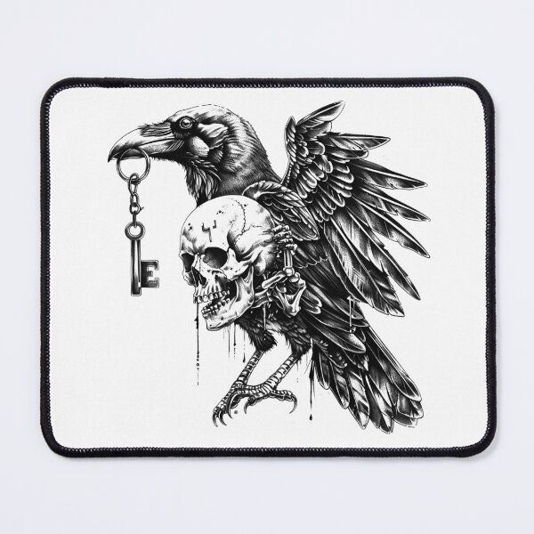 Item preview, Dark Raven with Skull Key | Gothic Horror Fantasy Art designed and sold by inkoutninja.