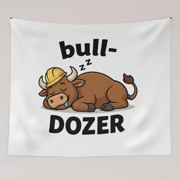 Item preview, Bull-Dozer (Sleeping Construction Bull) designed and sold by CrazyGirlllc.