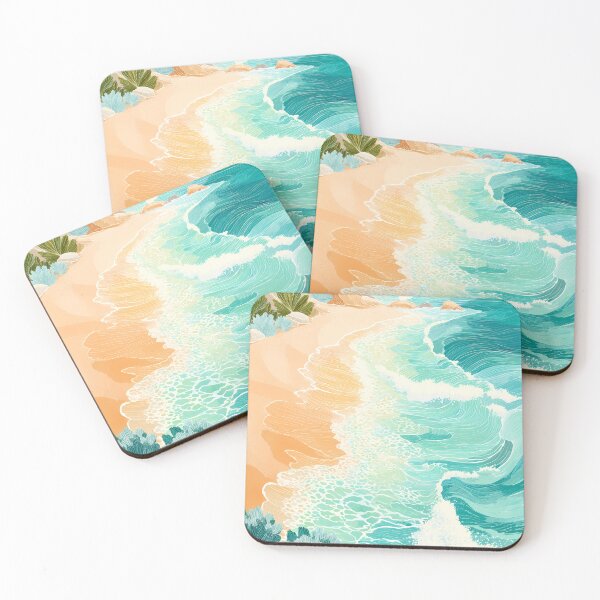 Item preview, Sandy Beach Illustration – Tropical Ocean Summer Design designed and sold by BobaBunny76.