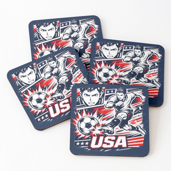 Item preview, USA Manga Soccer T-Shirt – Street Football Anime Style Graphic, Red White Blue Sports Design designed and sold by JonelCrafts.